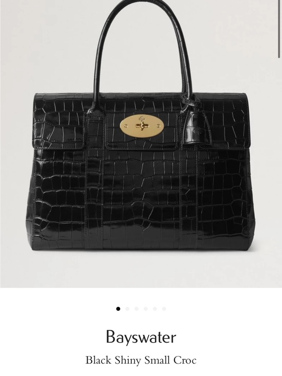 Mulberry Handbags - Mulberry Black Croc-Effect Bayswater Top-Handle Satchel with Gold Hardware